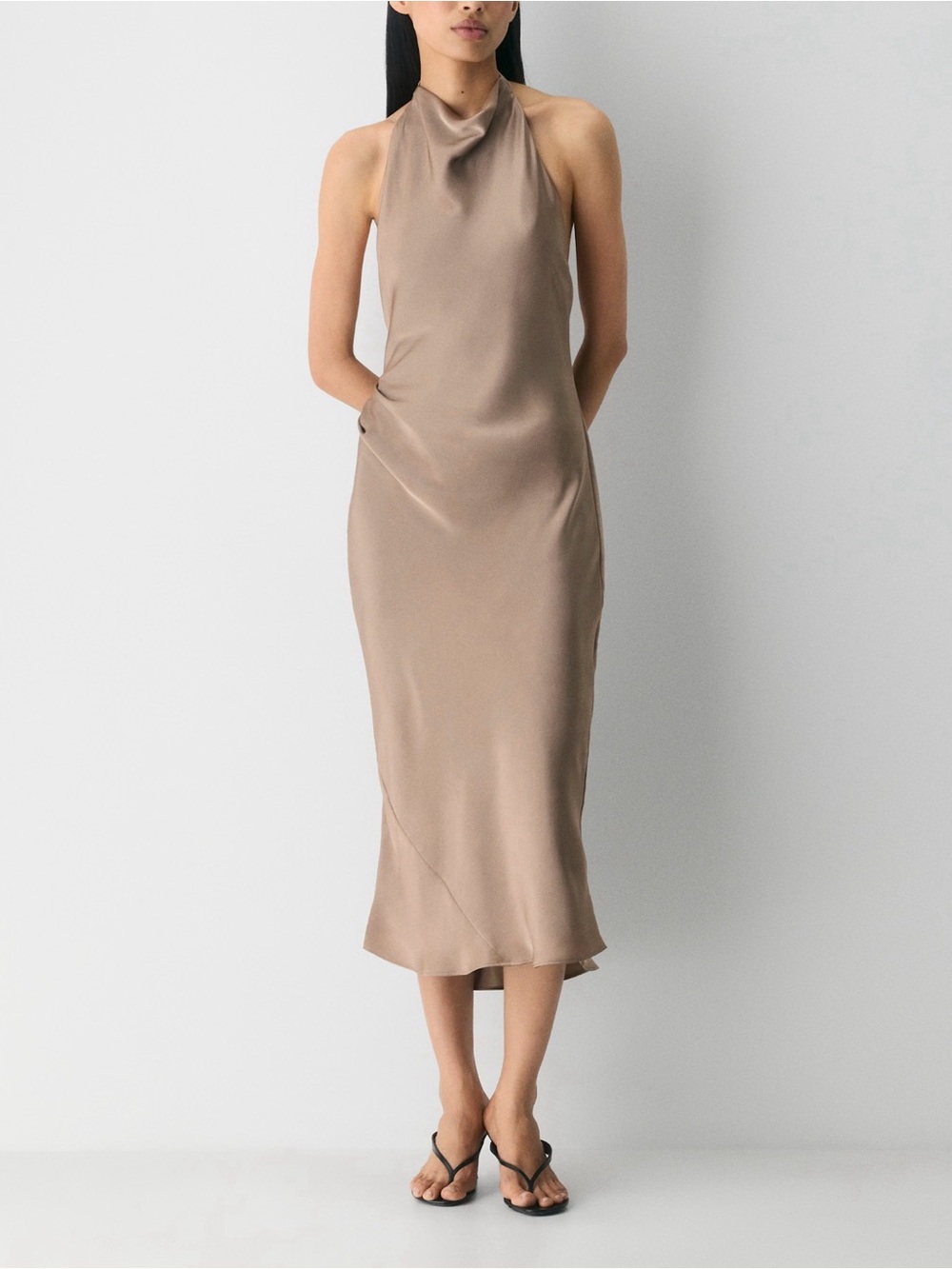 Aritzia Audience Satin Maxi Halti Dress 6 NWT